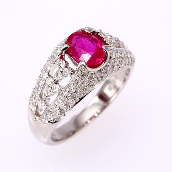 7月誕生石 ルビー リング プラチナ フラワー PT900 指輪 1.10ct 1.00ct