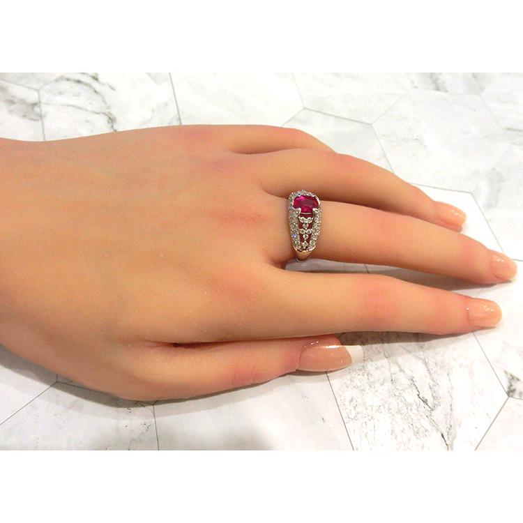 7月誕生石 ルビー リング プラチナ フラワー PT900 指輪 1.10ct 1.00ct