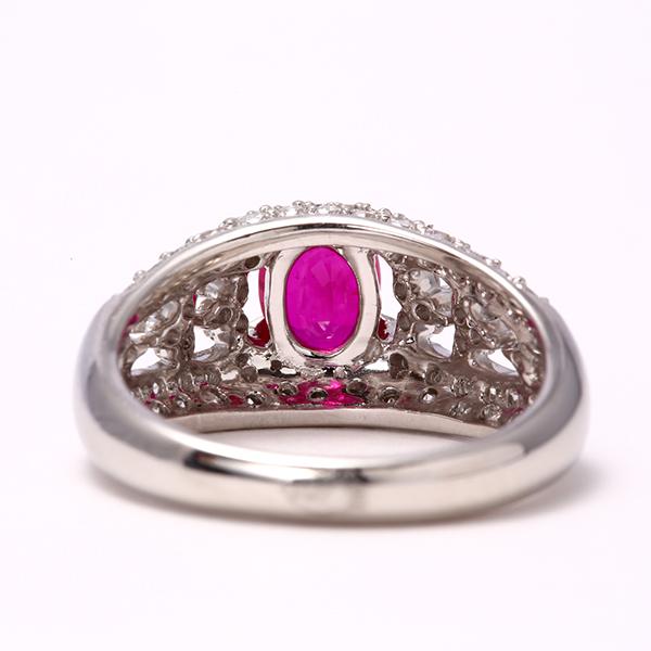 7月誕生石 ルビー リング プラチナ フラワー PT900 指輪 1.10ct 1.00ct