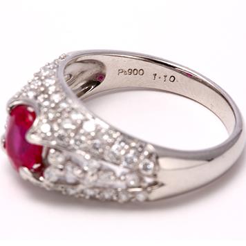 7月誕生石 ルビー リング プラチナ フラワー PT900 指輪 1.10ct 1.00ct