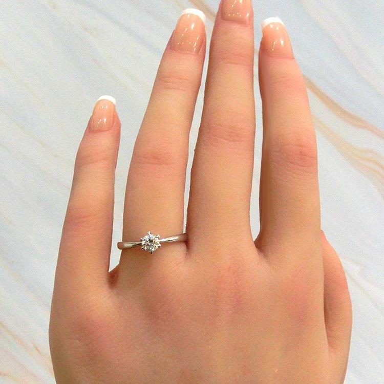 エンゲージリング 婚約指輪 プラチナ ダイヤモンド 一粒 0.325ct 鑑定