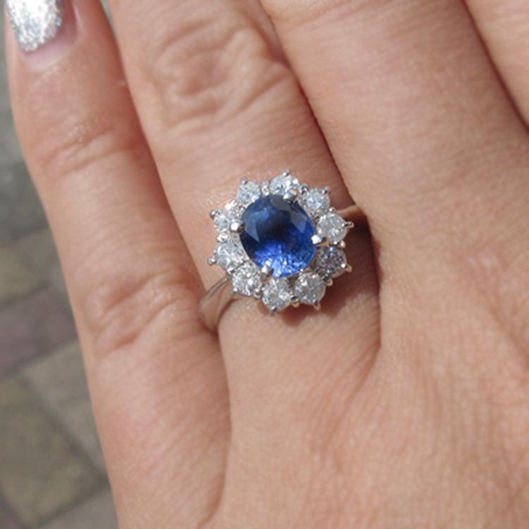 鑑別書付】K18WG 非加熱サファイアリング 11号