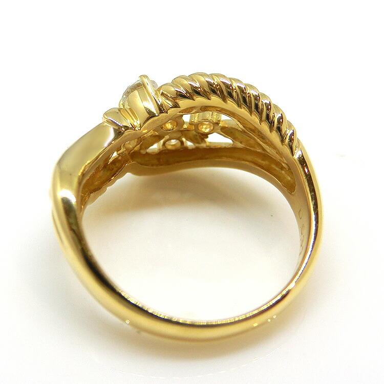 18金 指輪 ダイヤモンド デザインリング イエローゴールド 天然 ダイヤ 4月誕生石 0.37ct K18YG 豪華の画像