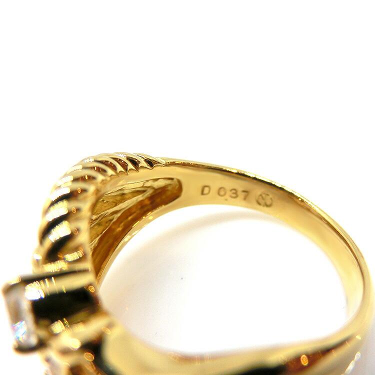 18金 指輪 ダイヤモンド デザインリング イエローゴールド 天然 ダイヤ 4月誕生石 0.37ct K18YG 豪華の画像