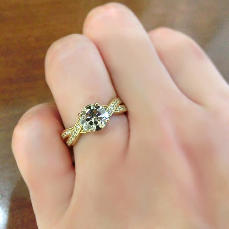 指輪 18金 ダイヤモンド リング ファンシーライトブラウン K18YG 指輪 18金 ダイヤモンド リング ファンシーライトブラウン K18YG