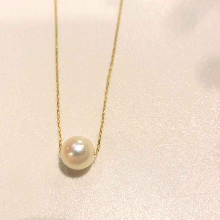 ネックレス アコヤ真珠 パール ペンダント K18YG 18金 イエロー 
