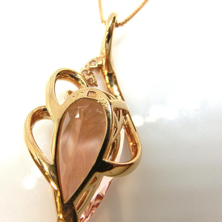 ネックレス モルガナイト 4月誕生石 ダイヤ 18金 ピンクゴールド  