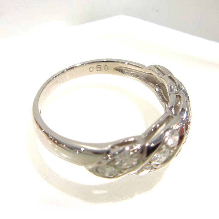 ダイヤモンド プラチナ リング 指輪 D-0.50ct 12号 PT 存在感 ご褒美 おしゃれ 美しい クラシック 豪華 斜めライン (t79)の画像