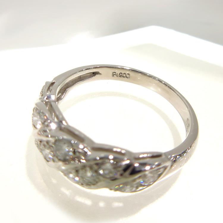 ダイヤモンド プラチナ リング 指輪 D-0.50ct 12号 PT 存在感 ご褒美 おしゃれ 美しい クラシック 豪華 斜めライン (t79)の画像