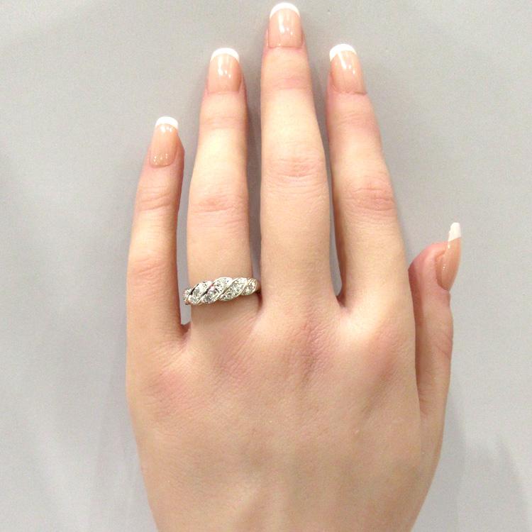 ダイヤモンド プラチナ リング 指輪 D-0.50ct 12号 PT 存在感 ご褒美 おしゃれ 美しい クラシック 豪華 斜めライン (t79)の画像
