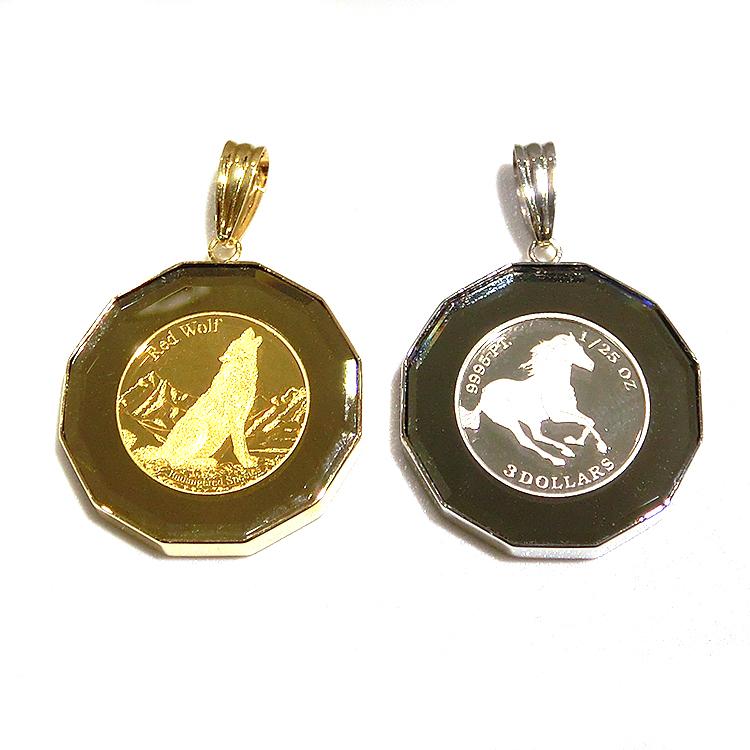ペンダントトップ コイン K18 K24 1/25オンス PT9995 1/25OZ 10気圧 