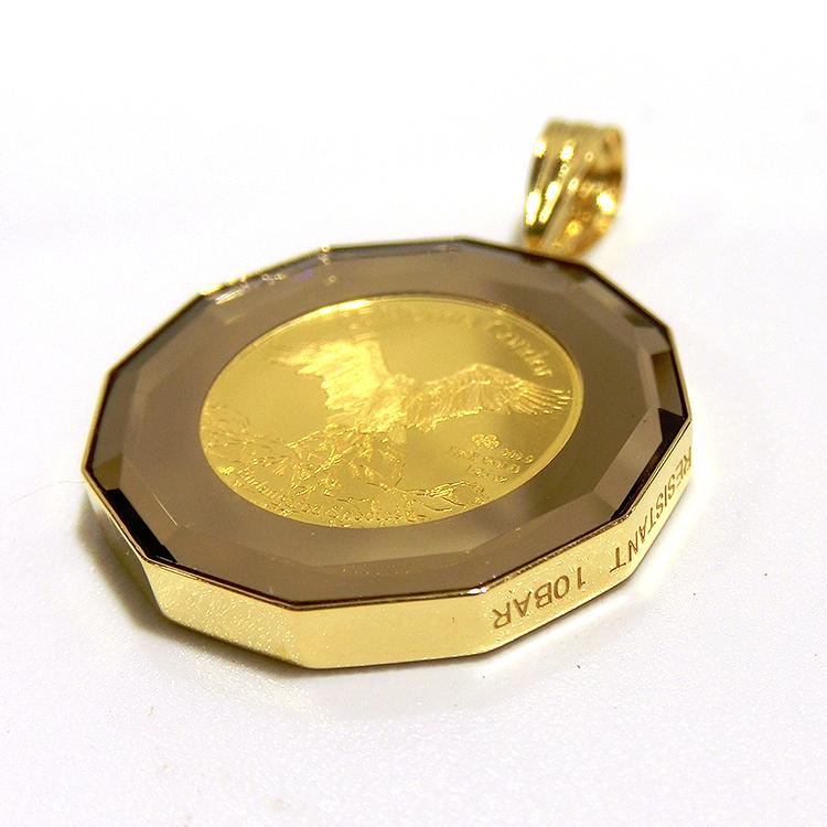 ペンダントトップ コイン K18 K24 1/25オンス PT9995 1/25OZ 10気圧 