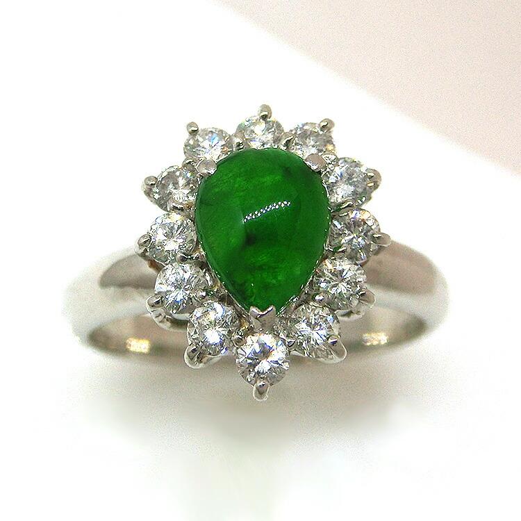 Vintage 天然翡翠 プラチナ リング 約13.5号 ジェダイ 緑色 Vintage 天然翡翠 プラチナ リング 約13.5号 ジェダイ 緑色