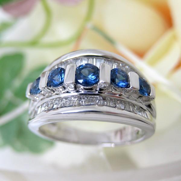 サファイア リング プラチナ 指輪 鑑別書 9月誕生石 ダイヤモンド