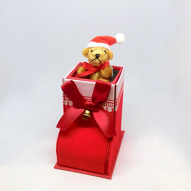 クリスマスベア ジュエリーボックス 小物入れ ジュエリーボックス 宝石箱 BOX ケース ラッピング 赤 緑 リボン 小物