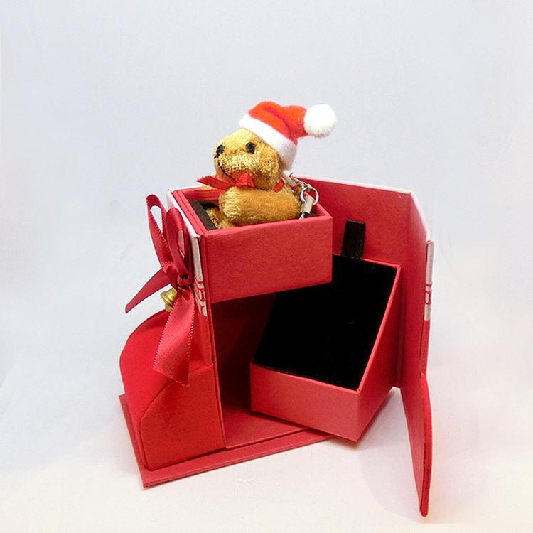 クリスマスベア ジュエリーボックス 小物入れ ジュエリーボックス 宝石箱 BOX ケース ラッピング 赤 緑 リボン 小物