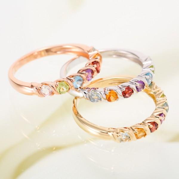 見積商品) 指輪 誕生石 7石 アミュレット リング 10金 K10WG/PG/YG