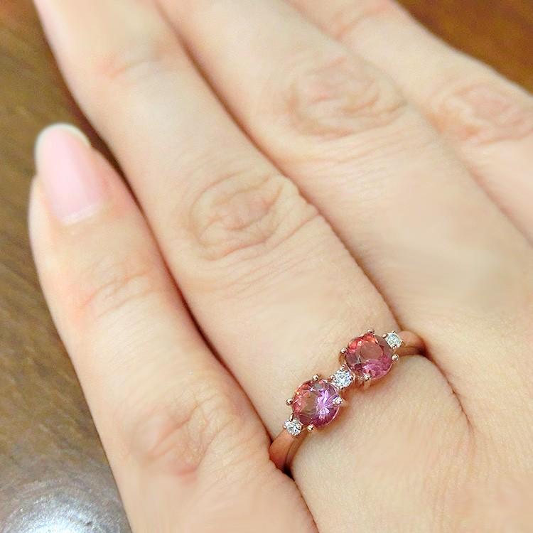 見積商品) 10金 パパラチアカラートルマリン リング 指輪 K10PG ピンク
