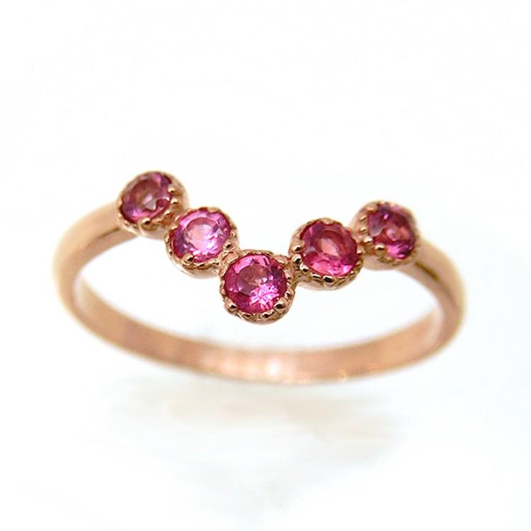 K10 ルビーリング　サイズ５号　刻印有り ビズー公式】ルビー×ダイヤモンド K10リング・フレフリュイ| 誕生石や