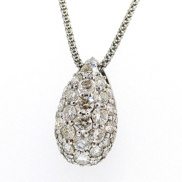 ネックレス プラチナ ダイヤモンド ペンダント 2.00ct 35石 PT ドロップ型 雫 涙 レディース 4月誕生石 天然石 アジャスター付_2
