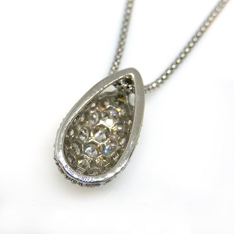 ネックレス プラチナ ダイヤモンド ペンダント 2.00ct 35石 PT ドロップ型 雫 涙 レディース 4月誕生石 天然石 アジャスター付_3