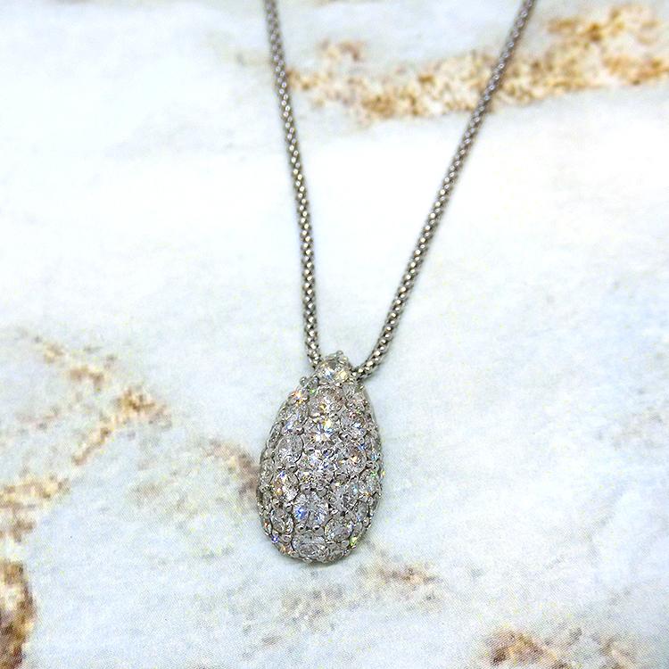 ネックレス プラチナ ダイヤモンド ペンダント 2.00ct 35石 PT ドロップ型 雫 涙 レディース 4月誕生石 天然石 アジャスター付_4