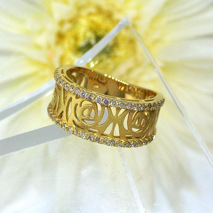 指輪 ダイヤモンドリング 18金 イエローゴールド K18YG 花 バラ 薔薇 フラワー 透かし 12号 天然石 4月誕生石 引っ掛かりが少ない 豪華 (t73)の画像