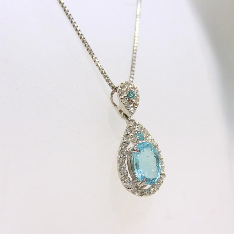 パライバトルマリン ネックレス ダイヤモンド プラチナ ペンダント 10