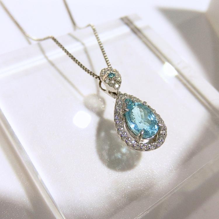 パライバトルマリン ネックレス ダイヤモンド プラチナ ペンダント 10