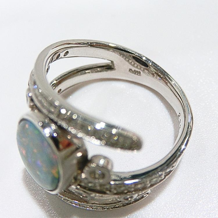 ボルダーオパール リング ダイヤモンド プラチナ 指輪 10月誕生石