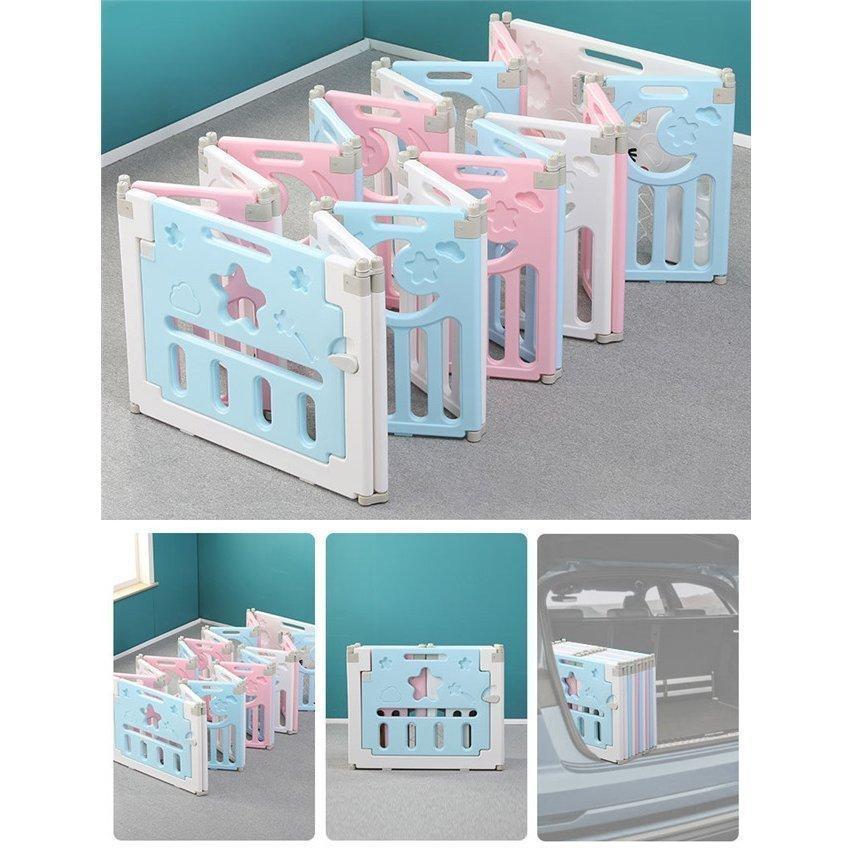新作商品 ベビーサークル ベビーゲート 折りたたみ おしゃれ プレイヤード プラスチック ドア付き 扉ロック セーフティーゲート 赤ちゃん 柵 安全 長方 