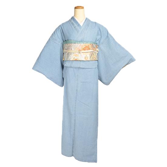 デニム着物 レディース ペールブルー フリーサイズ : 京呉服・宝石の店