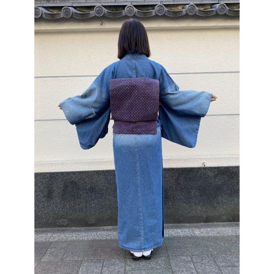 デニム着物 レディース インディゴ クラッシュ加工 : 京呉服・宝石の店