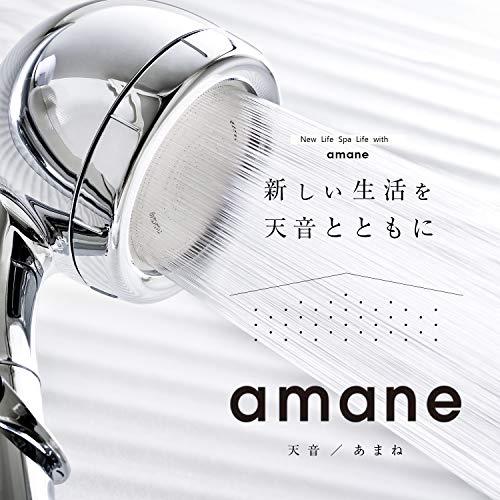 【日本製】 amane あまね／天音 シャワーヘッド ストップレバー ミスト感覚 アダプター3種付き オムコ東日本 (流量調整レバー) (シルバー)