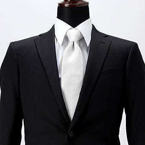 [ドレスコード101] フォーマル 結婚式 ネクタイ ストライプ メンズ 新郎 冠婚葬祭 入学式 洗える ホワイト 無地 白 ギフト プレゼント パー |  | 03