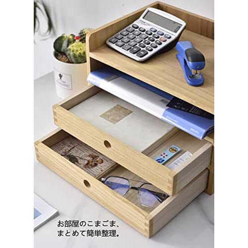 KIRIGEN デスク上置棚 引出し 木製 レターケース 書類 トレー KIRIGEN デスク上置棚 引出し 木製 レターケース 書類 トレー