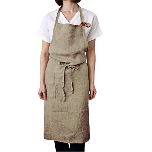 med358] 【厚さ2種類】エプロン リネン 麻 カフェ風 標準厚の生地と