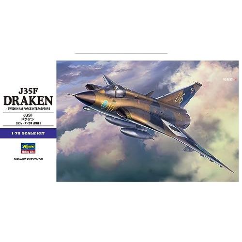 ハセガワ 1/72 スウェーデン空軍 J35F ドラケン プラモデル E48