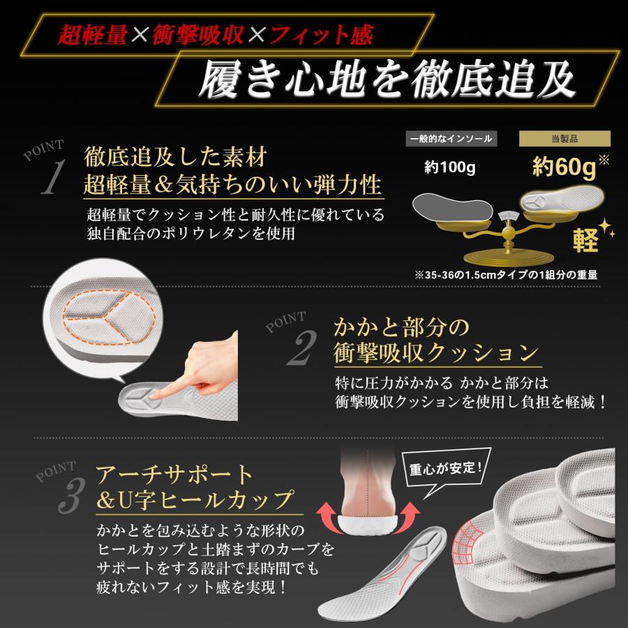 高さ3種類] シークレットインソール 身長アップ 超軽量 衝撃吸収 疲れ