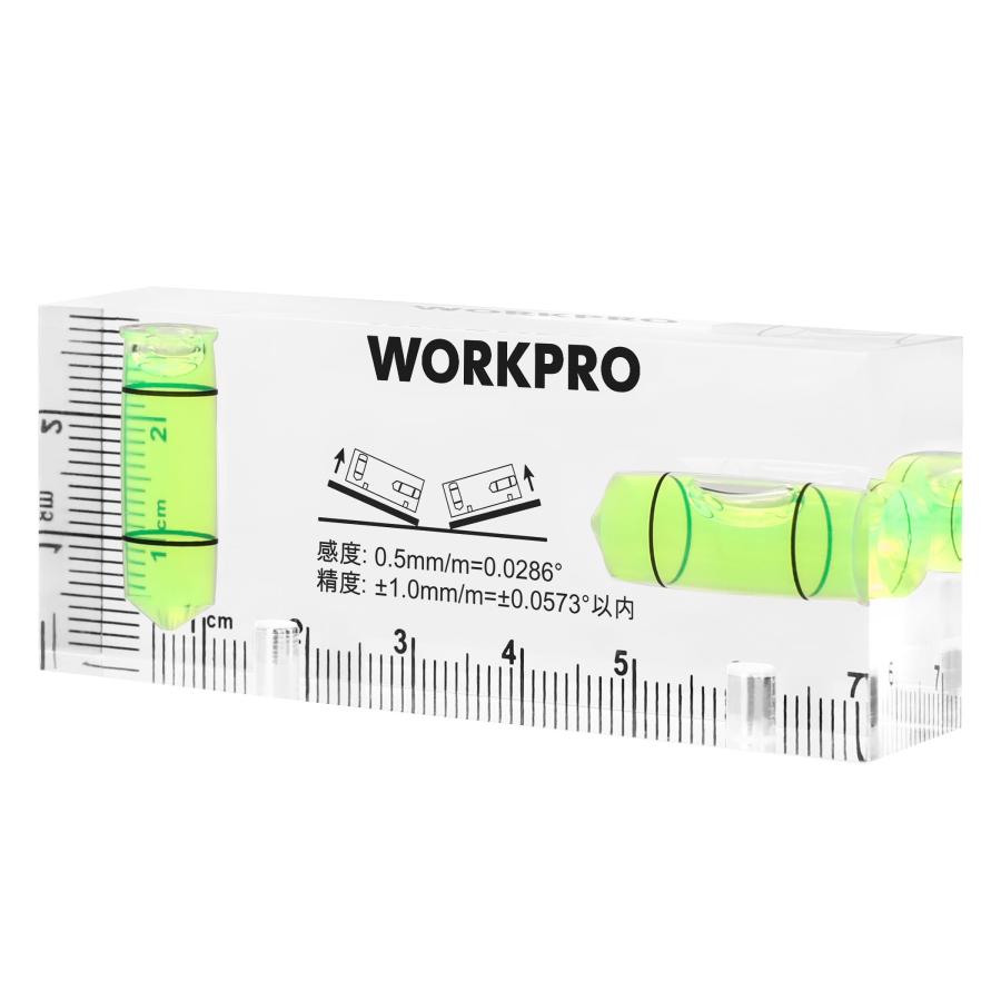 WORKPRO ミニレベル ミニ水平器 クリスタルレベル 水準器 アクリル