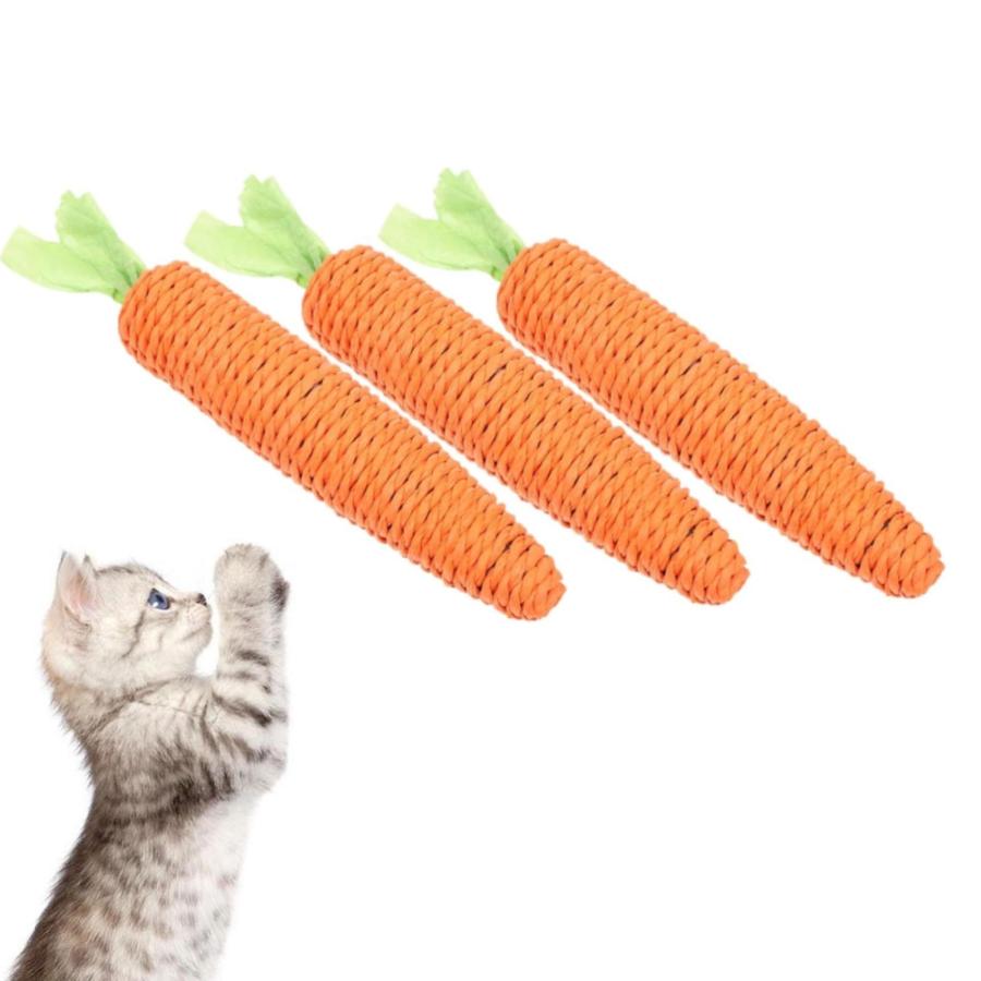 猫 にんじんおもちゃ3個入り かわいい猫歯ぎしり棒 鈴入り ストレス 
