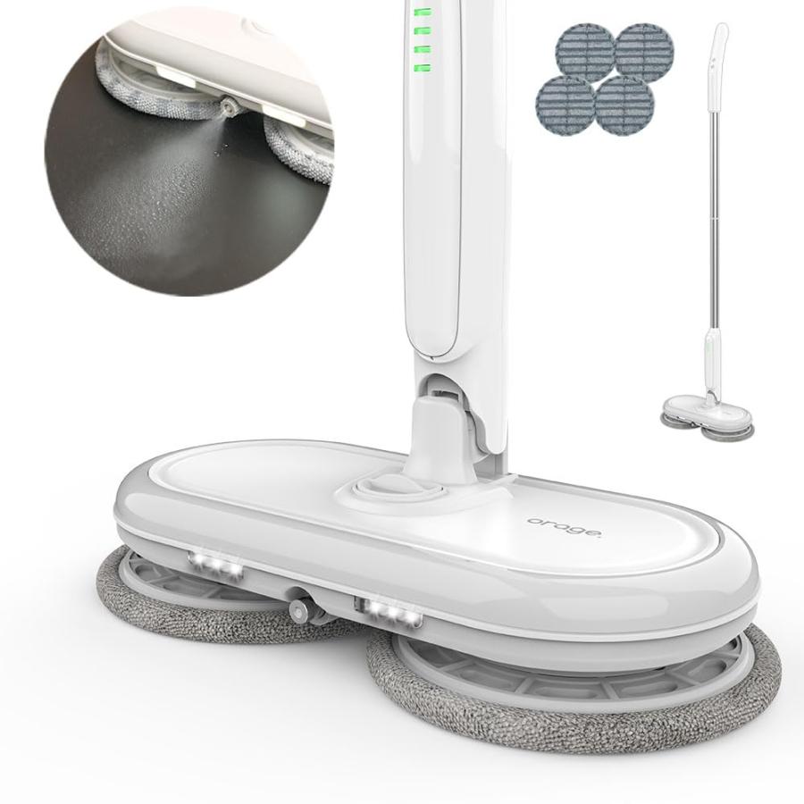 Orage M300 電動モップ 回転 モップクリーナー コードレス ホワイト