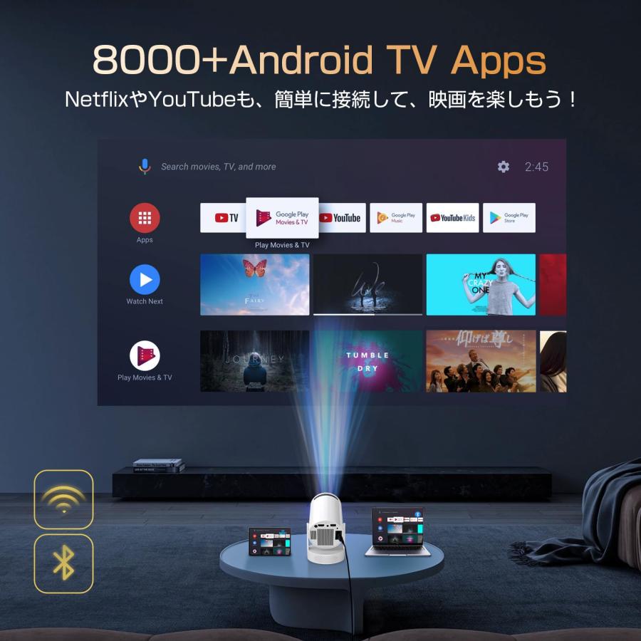 Boleve プロジェクター 家庭用 【2025最新Android TV搭載＆270