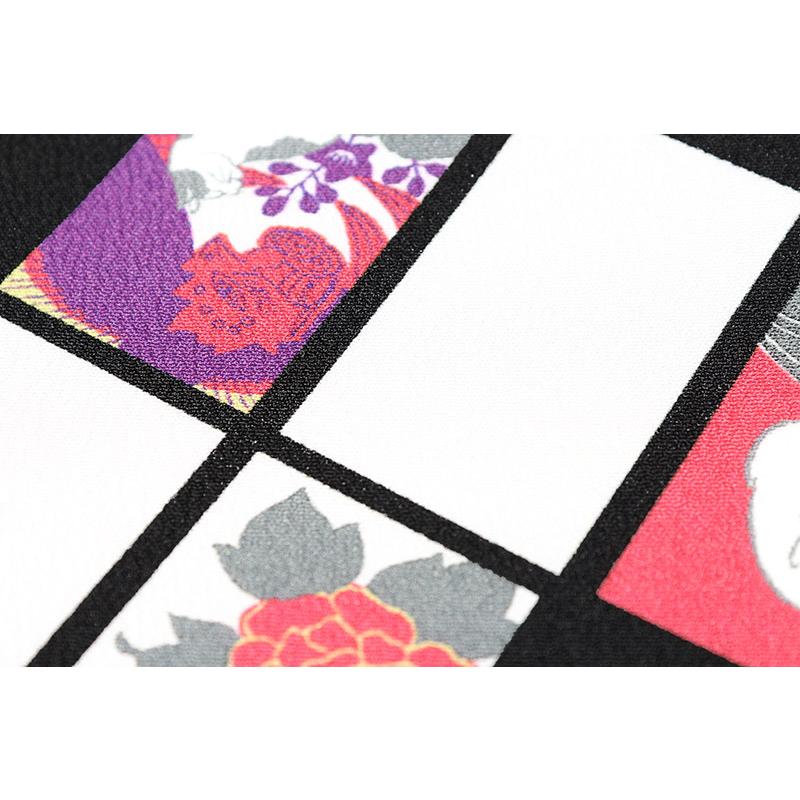 アンティーク京袋帯　上質な刺繍　花模様　リバーシブル　正絹　大正ロマン　7-22 撫松庵 リバーシブル 京袋帯 花札遊び 濃紫 ポリエステル100％ お