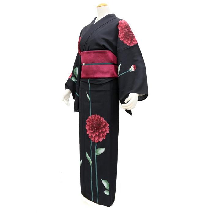 撫松庵 ゆかた ダリア 赤×黒 撫松庵 ゆかた ダリア 黒 ワインレッド 着てみてわかる お仕立て上がり