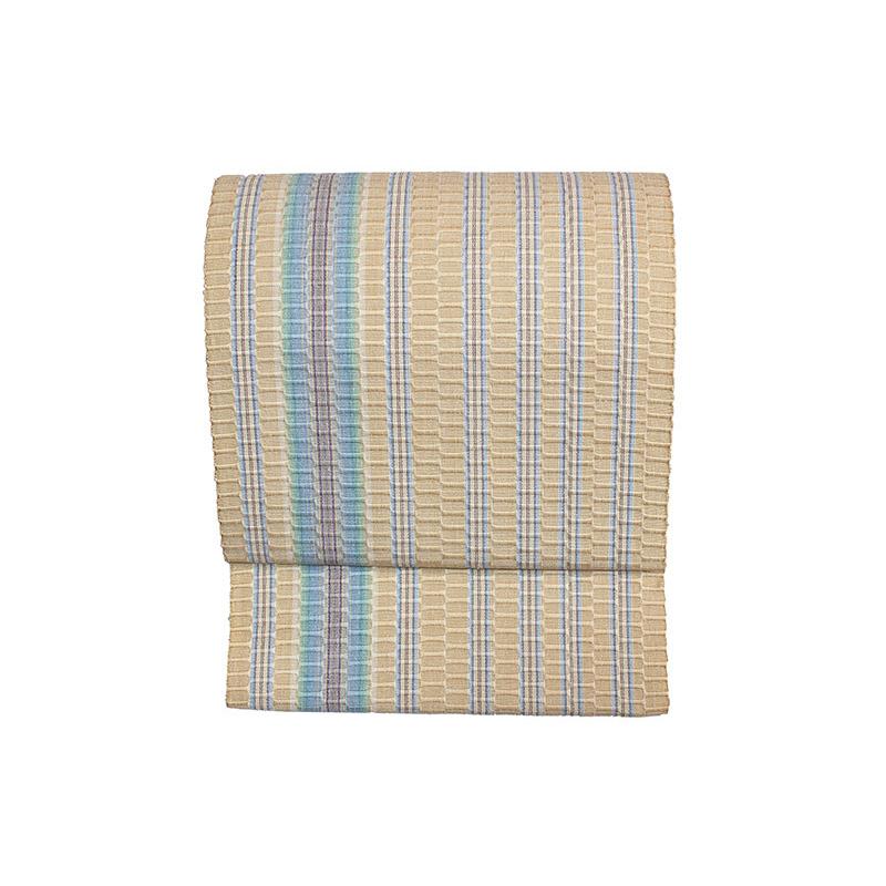 琉球　南風原花織　ロートン織　八寸名古屋帯　未仕立て品 紺地 本場琉球 南風原花織 総ロートン織 八寸名古屋帯 |着物セレクト