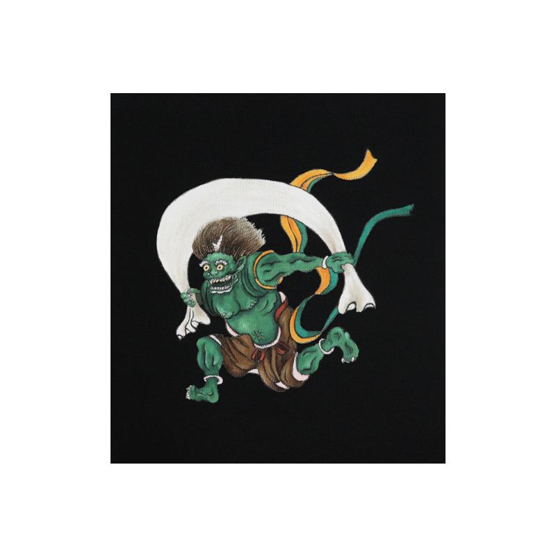 初回限定 正絹 名古屋帯 風神 未仕立 九寸帯 黒 染帯 ちりめん 日本製