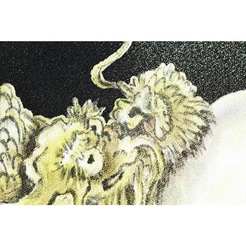 正絹　手描き名古屋帯　妙心寺法堂雲龍図　黒　染帯　九寸帯　未仕立　日本製の画像