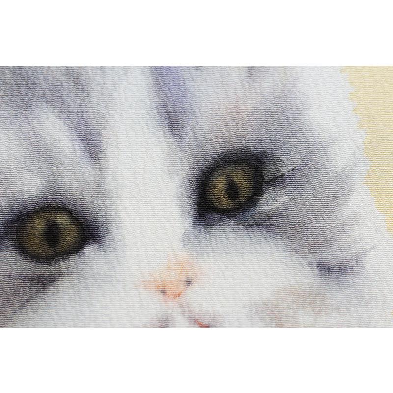 ついに再販開始 正絹 名古屋帯 猫に鈴 イエロー 九寸帯 未仕立 染帯 浜