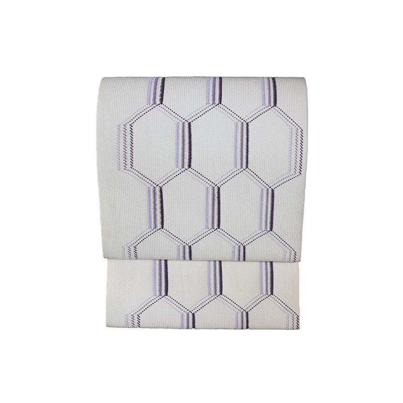 八寸名古屋帯　正倉院平組　未仕立　未使用品 正倉院平組 八寸名古屋帯 白 組紐 組み帯 未仕立 絹100％ 日本製